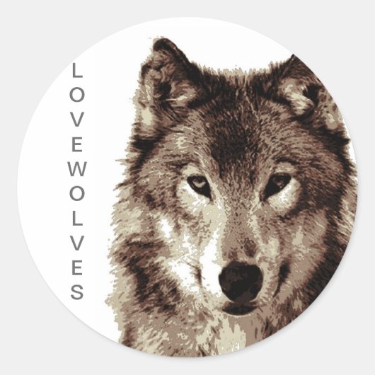 Wolf Ronde Sticker (Voorkant)