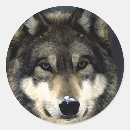 Wolf Ronde Sticker (Voorkant)
