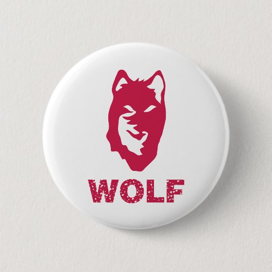 Wolf (rood) ronde button 5,7 cm (Voorkant)