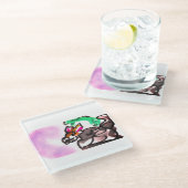 Wolf run in autumn glazen onderzetter (Schuin)