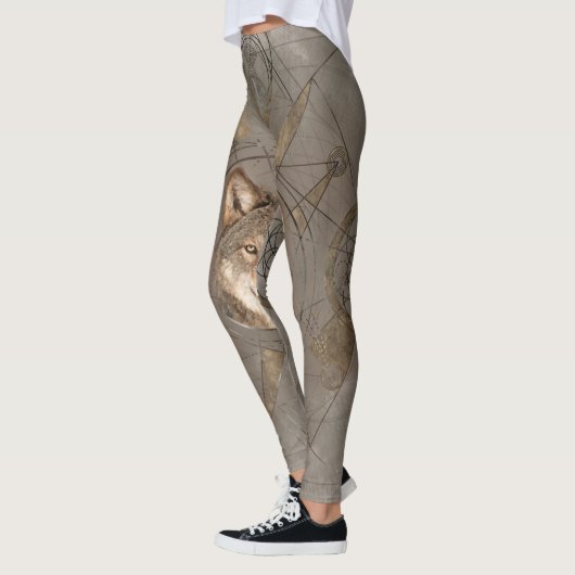 Wolf Sacred Geometry Digital Art Leggings (Links)