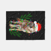 Wolf Santa Hat Christmas Lights Wolf Lover Animal  Fleece Deken (Voorkant (Horizontaal))
