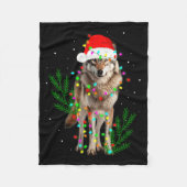 Wolf Santa Hat Christmas Lights Wolf Lover Animal  Fleece Deken (Voorkant)