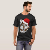 Wolf Santa Hat Christmas Shirt met lange mouwen vo (Voorkant volledig)