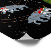 Wolf Santa Sleigh Flying Funny Magical Christmas P Poster (Hoek)