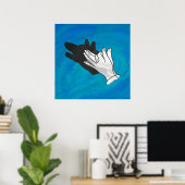 Wolf Schaduw op Blauw Poster (Thuiskantoor)