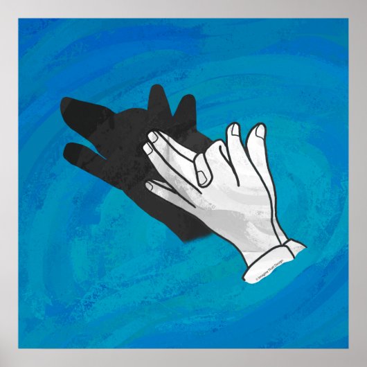 Wolf Schaduw op Blauw Poster (Voorkant)