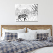Wolf Schets Wilde Dier Monochrome Kunst Canvas Afdruk (Insitu (Slaapkamer))