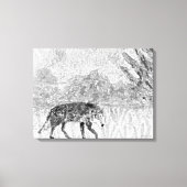 Wolf Schets Wilde Dier Monochrome Kunst Canvas Afdruk (Voorkant)