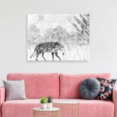 Wolf Schets Wilde Dier Monochrome Kunst Canvas Afdruk (Insitu (Woonkamer))