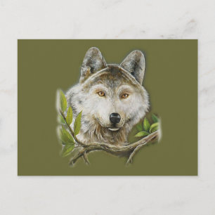 Wolf schilderen met enkel gezicht briefkaart