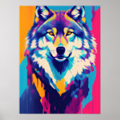 Wolf schilderij kunst decoratie, kleurrijke regenb poster (Voorkant)