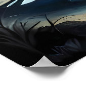 Wolf schilderij maan rivier donkere nacht berg roc poster (Hoek)