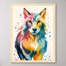 Wolf schilderij schattige hond kleurrijke wilde di