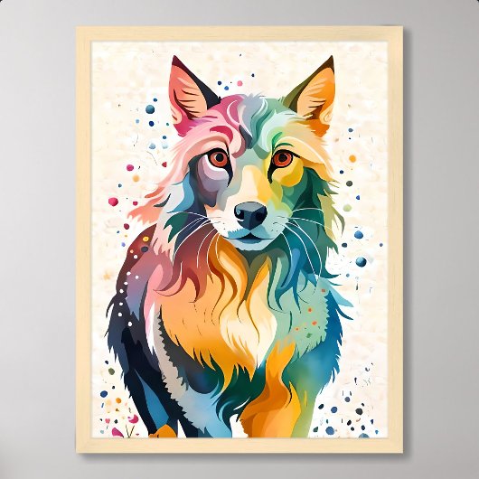 Wolf schilderij schattige hond kleurrijke wilde di poster