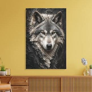 Wolf sculpturale 3D luxe kunst canvasprint Canvas Afdruk