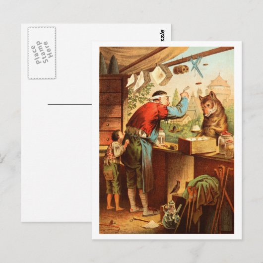 Wolf & Seven Young Kind Goats Fairy Tale Briefkaart (Voorkant / Achterkant)