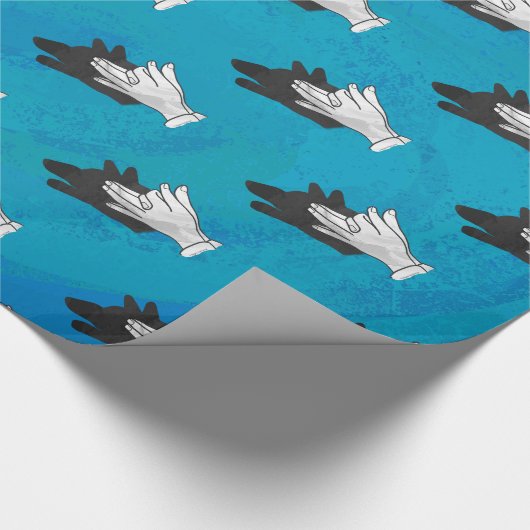 Wolf Shadow op Blue Cadeaupapier (Hoek)