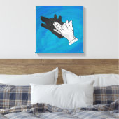 Wolf Shadow op Blue Canvas Afdruk (Insitu (Slaapkamer))