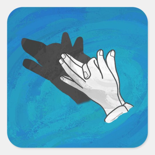 Wolf Shadow op Blue Vierkante Sticker (Voorkant)