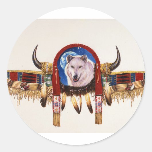 Wolf Shield Native American Ronde Sticker (Voorkant)