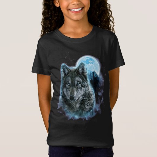 Wolf Shirt, Grijze Wolf Hunting Ground, Icy Moon T-shirt (Voorkant)