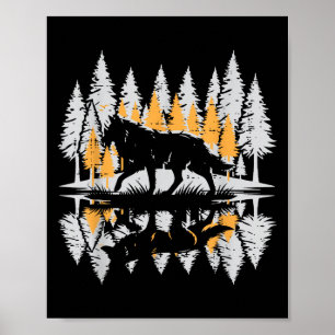 Wolf Silhouet Dennenbomen Vintage Eenzame Alpha Vr Poster