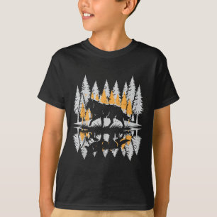 Wolf Silhouet Dennenbomen Vintage Eenzame Alpha Vr T-shirt