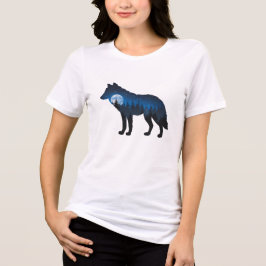 Wolf Silhouet Dubbele Belichting Maneschijn en Ste Tri-Blend Shirt