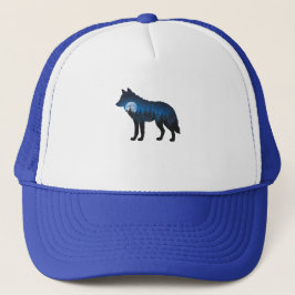 Wolf Silhouet Dubbele Belichting Onder Maanlicht e Trucker Pet