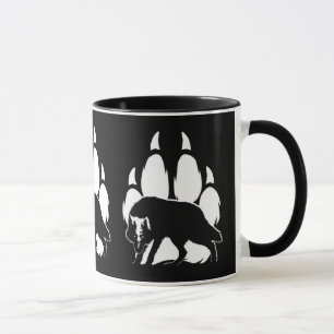 Wolf Silhouet en Voetafdruk Mok