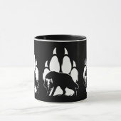 Wolf Silhouet en Voetafdruk Mok (Midden)