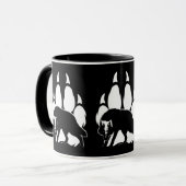 Wolf Silhouet en Voetafdruk Mok (Voorkant links)