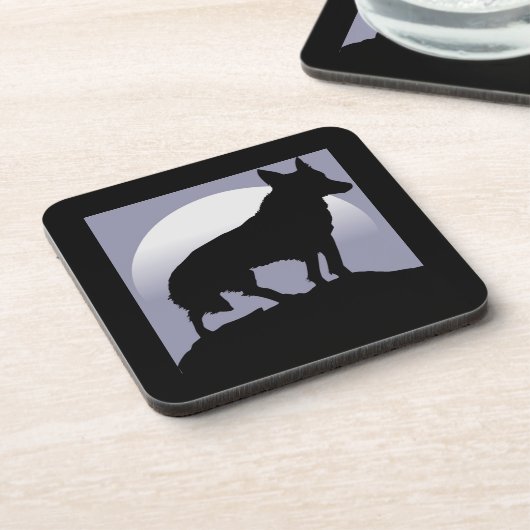 WOLF SILHOUETTE BIER ONDERZETTER (Linkerzijde)