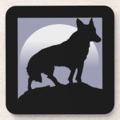 WOLF SILHOUETTE BIER ONDERZETTER (Voorkant)