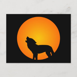 Wolf Silhouette Briefkaart