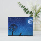 Wolf Silhouette die in de maan springt Briefkaart (Staand voorkant)