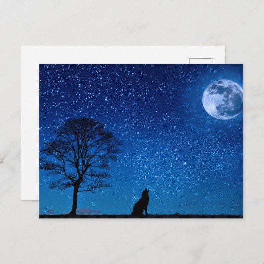 Wolf Silhouette die in de maan springt Briefkaart (Voorkant / Achterkant)