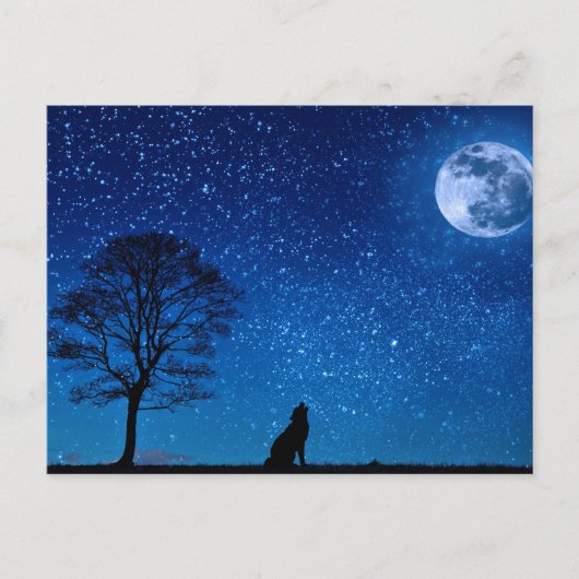 Wolf Silhouette die in de maan springt Briefkaart (Voorkant)