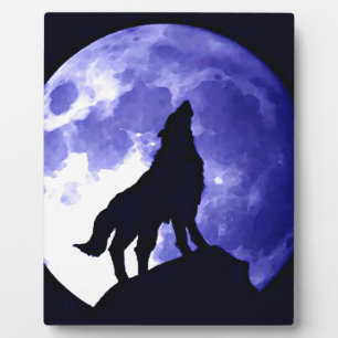 Wolf Silhouette en Full Moon Fotoplaat