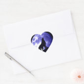 Wolf Silhouette en Full Moon Hart Sticker (Envelop)
