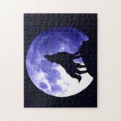 Wolf Silhouette en Full Moon Legpuzzel (Verticaal)