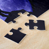 Wolf Silhouette en Full Moon Legpuzzel (Zijkant)
