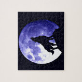 Wolf Silhouette en Full Moon Legpuzzel (Verticaal)