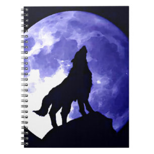 Wolf Silhouette en Full Moon Notitieboek