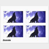 Wolf Silhouette en Full Moon Rechthoekige Sticker (Vel)