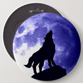 Wolf Silhouette en Full Moon Ronde Button 6,0 Cm (Voorkant /achterkant)
