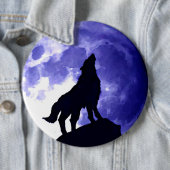 Wolf Silhouette en Full Moon Ronde Button 6,0 Cm (In situ)