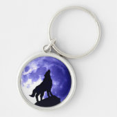 Wolf Silhouette en Full Moon Sleutelhanger (Voorkant)