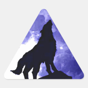 Wolf Silhouette en Full Moon Sticker